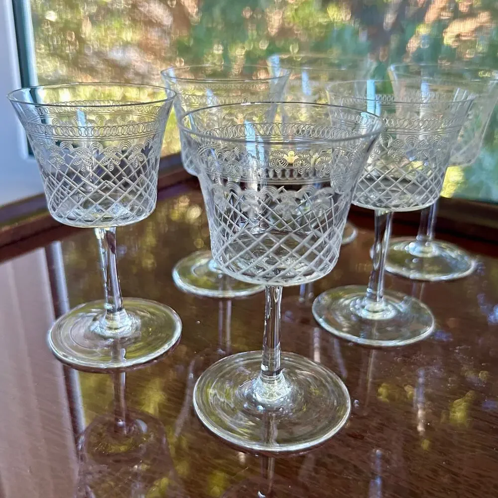 Vintage Pall Mall Lady Hamilton Crystal Liqueur Glasses Set of 6